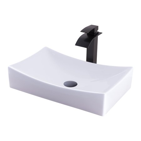 NOVATTO Porcelain Vessel Sink Combo with Oil Rubbed Bronze Faucet, Drain and Sealer NSFC-01141136ORB